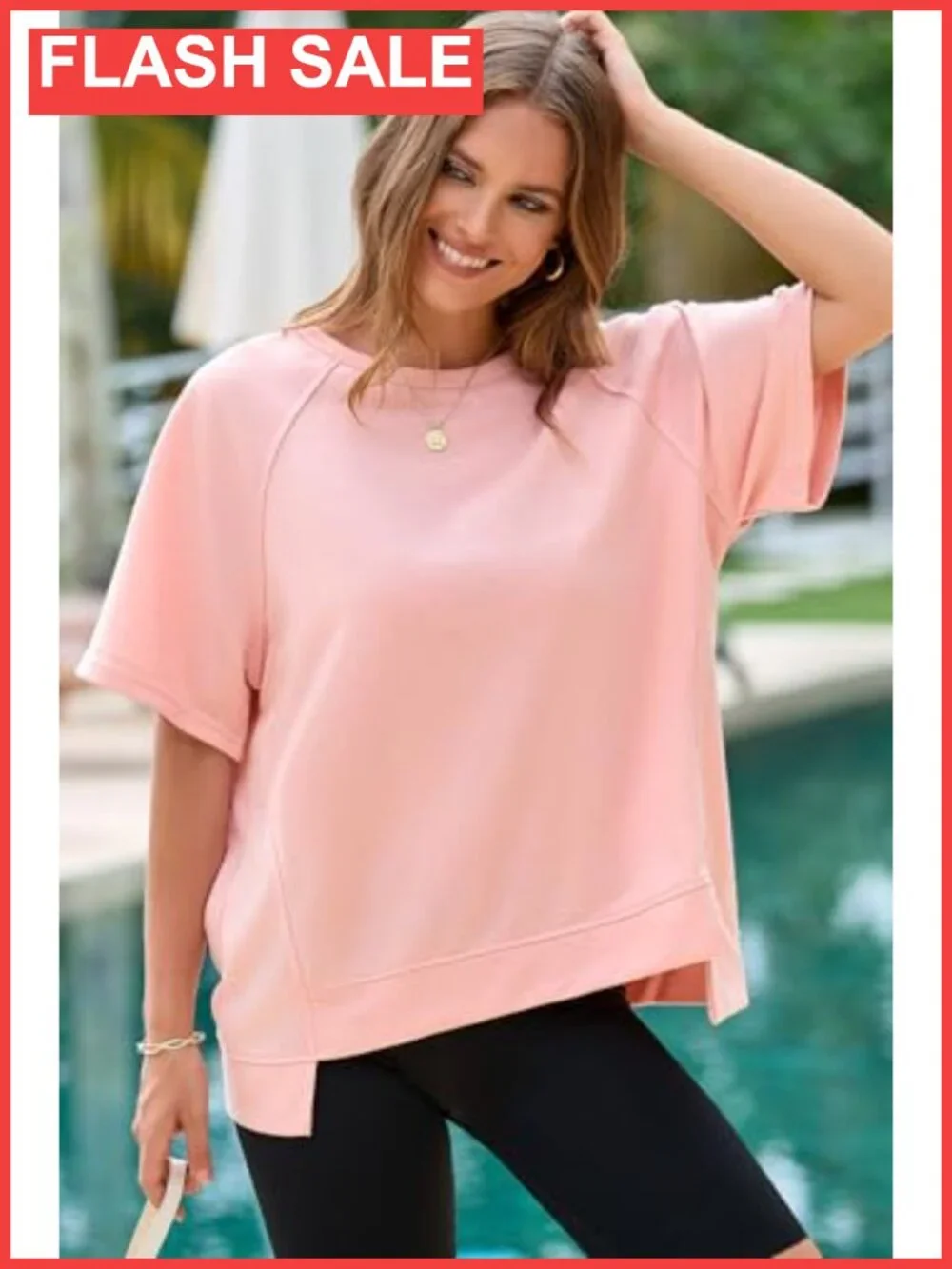 Oversized Crewneck Short Sleeve T-Shirt Loose Fit High Low Tee